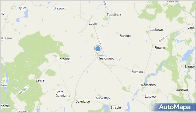 mapa Jesionowo, Jesionowo gmina Przelewice na mapie Targeo