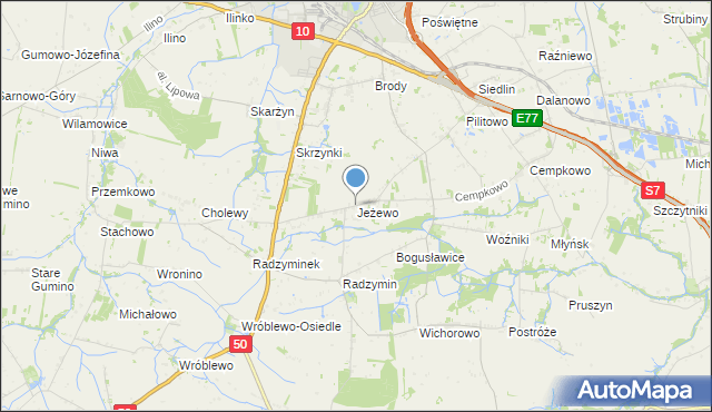 mapa Jeżewo, Jeżewo gmina Płońsk na mapie Targeo