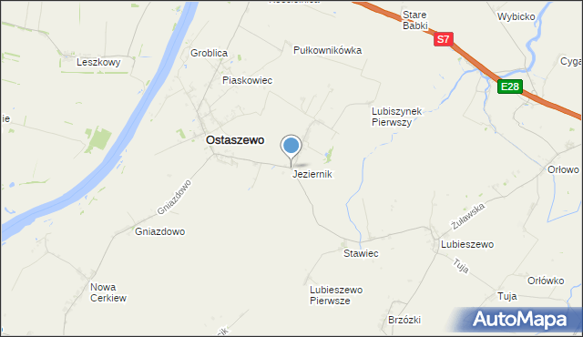 mapa Jeziernik, Jeziernik gmina Ostaszewo na mapie Targeo