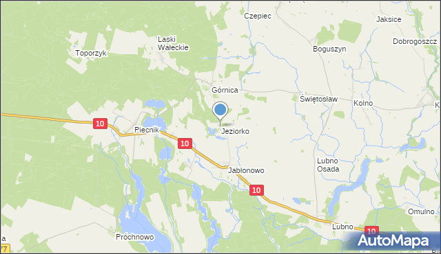 mapa Jeziorko, Jeziorko gmina Wałcz na mapie Targeo