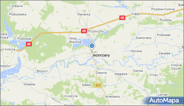 mapa Jeziorzany, Jeziorzany powiat lubartowski na mapie Targeo