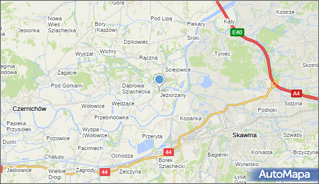 mapa Jeziorzany, Jeziorzany gmina Liszki na mapie Targeo