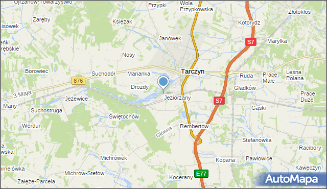 mapa Jeziorzany, Jeziorzany gmina Tarczyn na mapie Targeo