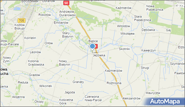 mapa Jeżówka, Jeżówka gmina Sochaczew na mapie Targeo