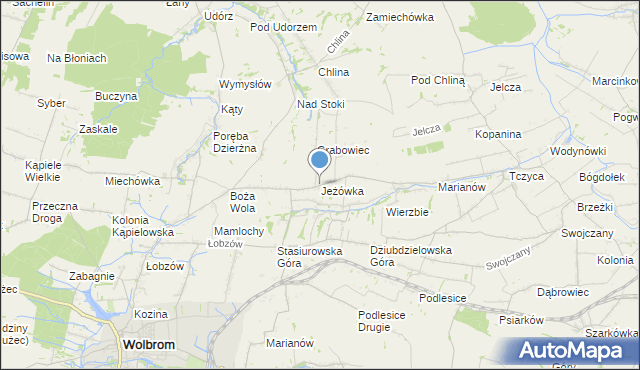 mapa Jeżówka, Jeżówka gmina Wolbrom na mapie Targeo