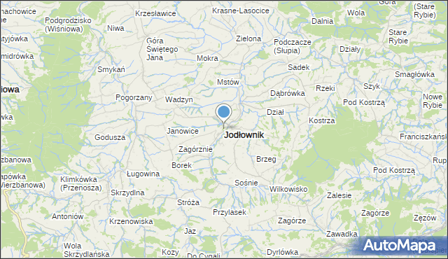 mapa Jodłownik, Jodłownik na mapie Targeo