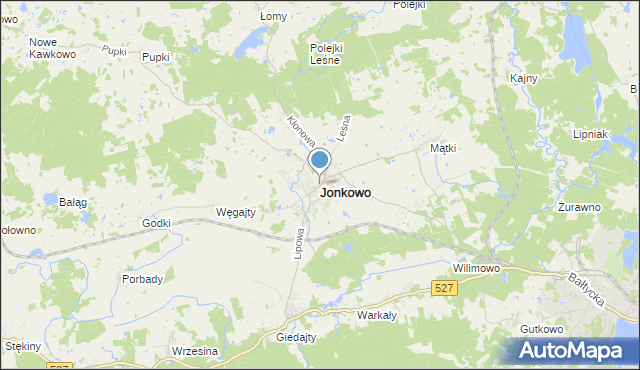 mapa Jonkowo, Jonkowo na mapie Targeo