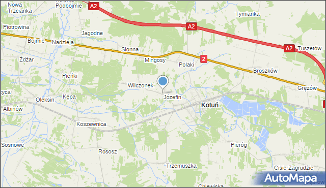 mapa Józefin, Józefin gmina Kotuń na mapie Targeo