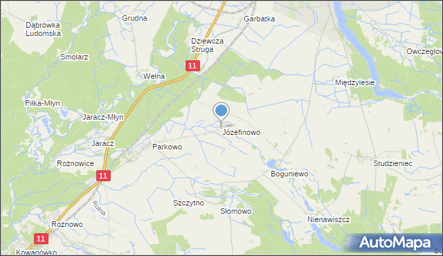 mapa Józefinowo, Józefinowo gmina Rogoźno na mapie Targeo