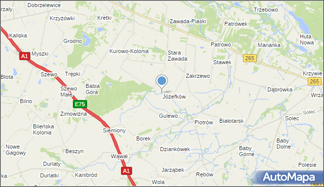 mapa Józefków, Józefków gmina Gostynin na mapie Targeo