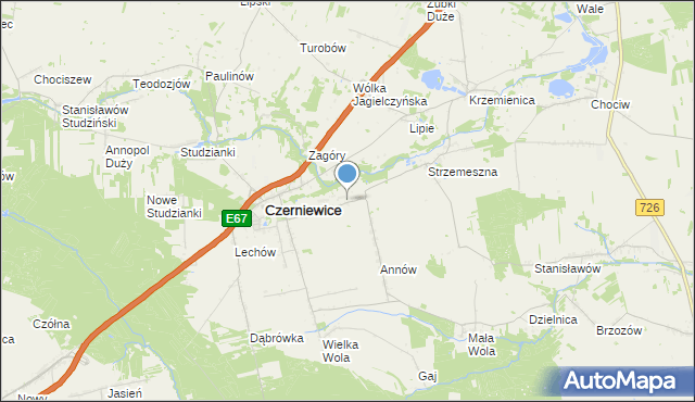 mapa Józefów, Józefów gmina Czerniewice na mapie Targeo