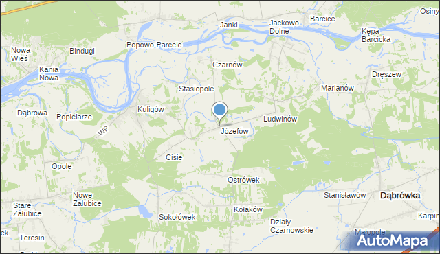 mapa Józefów, Józefów gmina Dąbrówka na mapie Targeo