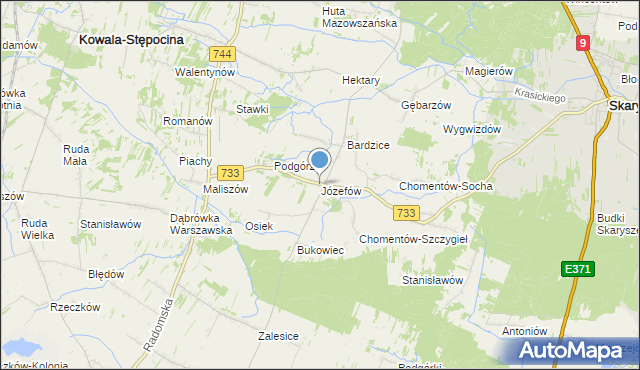 mapa Józefów, Józefów gmina Kowala na mapie Targeo