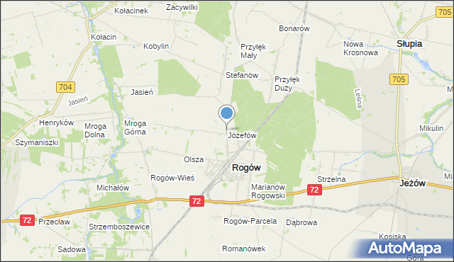 mapa Józefów, Józefów gmina Rogów na mapie Targeo