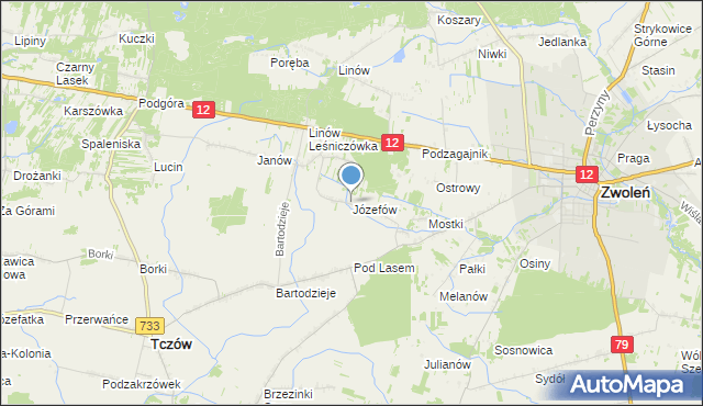 mapa Józefów, Józefów gmina Tczów na mapie Targeo