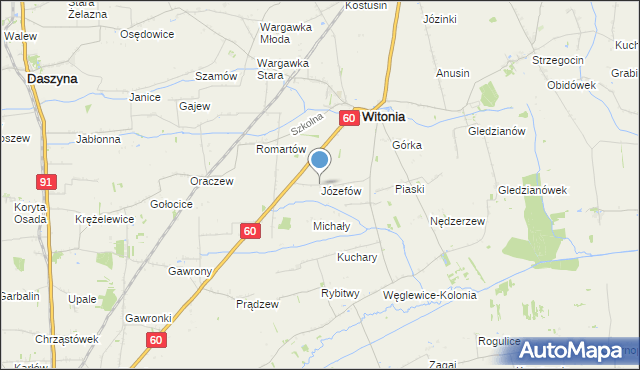 mapa Józefów, Józefów gmina Witonia na mapie Targeo