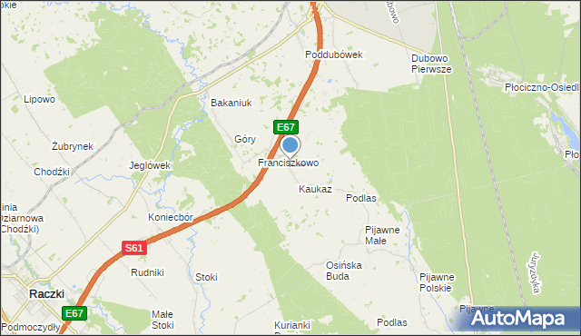 mapa Józefowo, Józefowo gmina Raczki na mapie Targeo