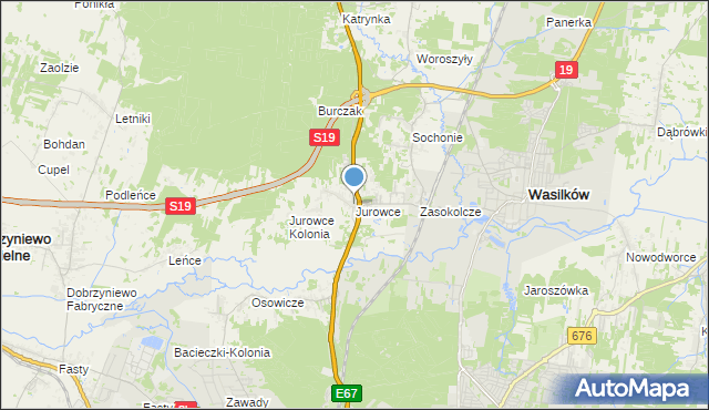 mapa Jurowce, Jurowce gmina Wasilków na mapie Targeo