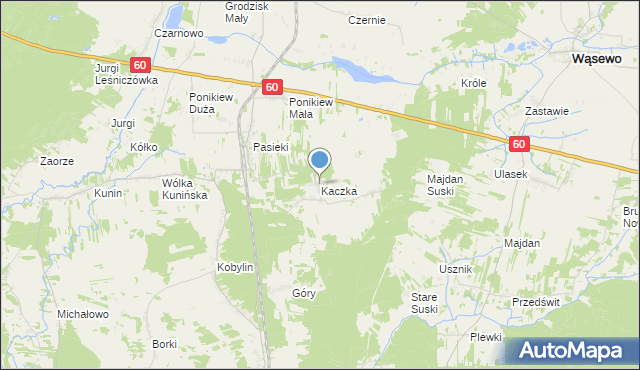 mapa Kaczka, Kaczka gmina Goworowo na mapie Targeo