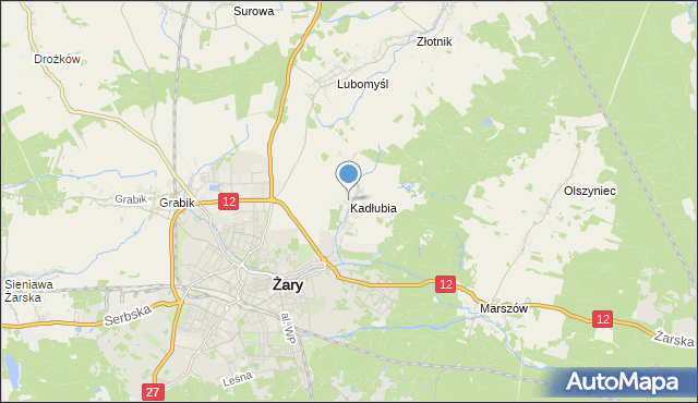 mapa Kadłubia, Kadłubia na mapie Targeo