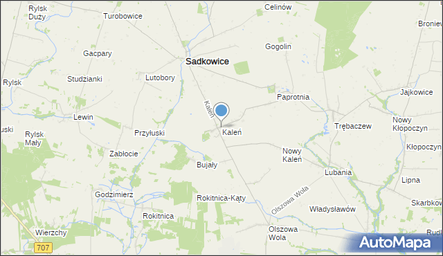 mapa Kaleń, Kaleń gmina Sadkowice na mapie Targeo