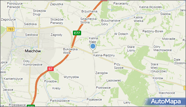 mapa Kalina-Rędziny, Kalina-Rędziny na mapie Targeo