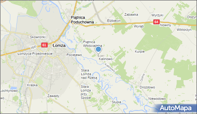 mapa Kalinowo, Kalinowo gmina Piątnica na mapie Targeo