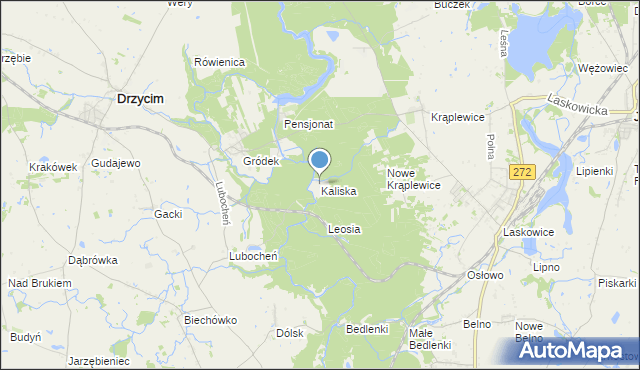mapa Kaliska, Kaliska gmina Drzycim na mapie Targeo