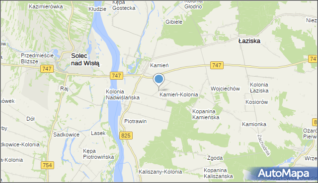 mapa Kamień-Kolonia, Kamień-Kolonia gmina Łaziska na mapie Targeo