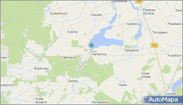 mapa Kamienica, Kamienica gmina Wągrowiec na mapie Targeo