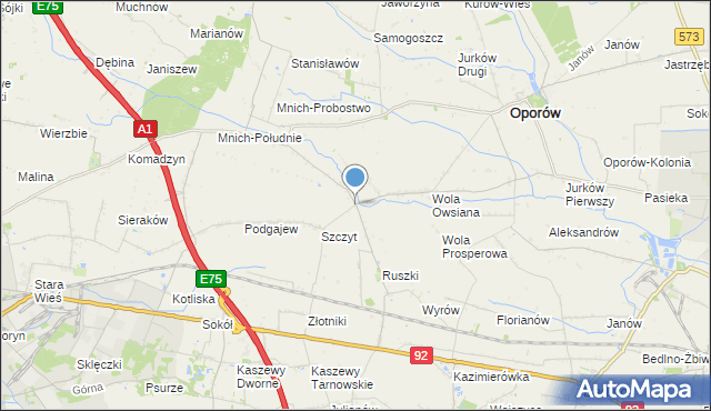 mapa Kamienna, Kamienna gmina Oporów na mapie Targeo