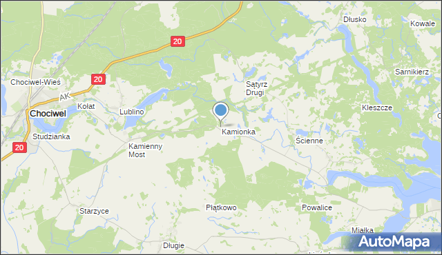 mapa Kamionka, Kamionka gmina Chociwel na mapie Targeo