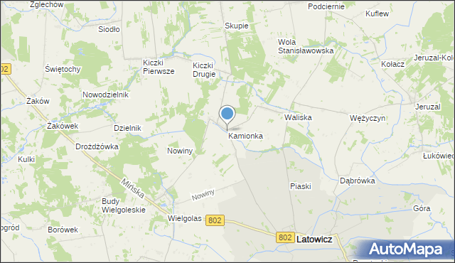 mapa Kamionka, Kamionka gmina Latowicz na mapie Targeo