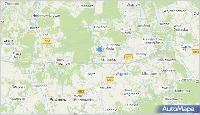 mapa Kamionka, Kamionka gmina Prażmów na mapie Targeo