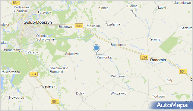 mapa Kamionka, Kamionka gmina Radomin na mapie Targeo
