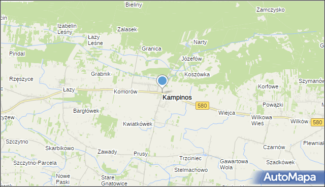 mapa Kampinos, Kampinos na mapie Targeo