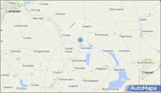 mapa Kaniewo, Kaniewo gmina Boniewo na mapie Targeo