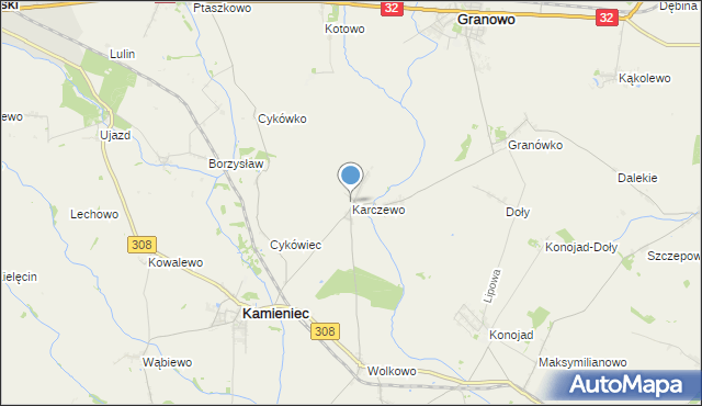 mapa Karczewo, Karczewo gmina Kamieniec na mapie Targeo