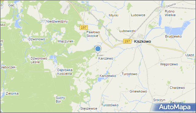 mapa Karczewo, Karczewo gmina Kiszkowo na mapie Targeo