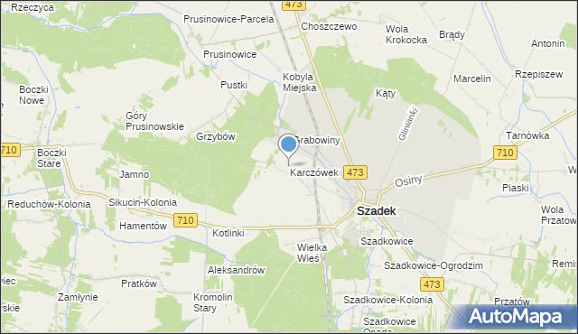 mapa Karczówek, Karczówek gmina Szadek na mapie Targeo