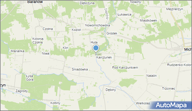 mapa Karczunek, Karczunek gmina Baranów na mapie Targeo