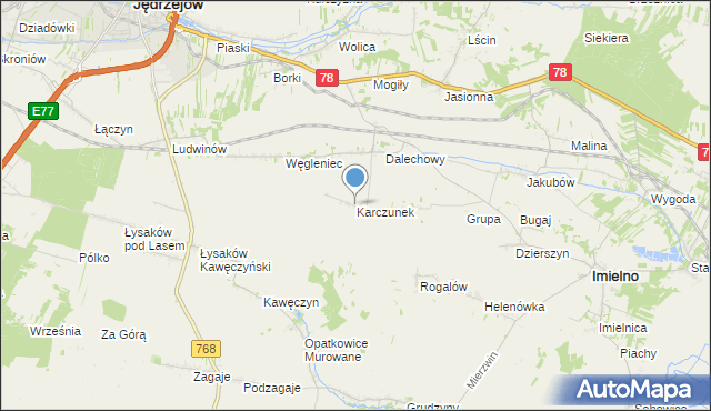 mapa Karczunek, Karczunek gmina Imielno na mapie Targeo