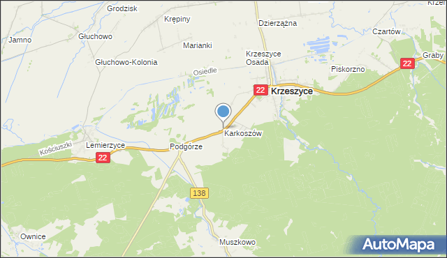 mapa Karkoszów, Karkoszów na mapie Targeo