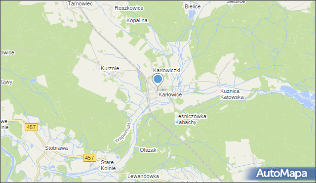mapa Karłowice, Karłowice gmina Popielów na mapie Targeo