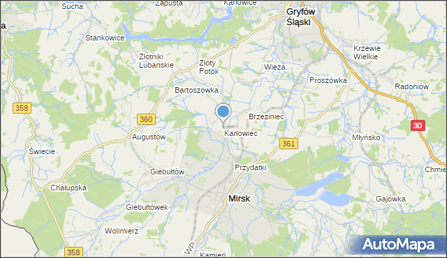 mapa Karłowiec, Karłowiec na mapie Targeo