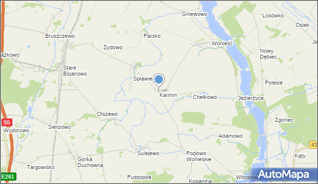 mapa Karmin, Karmin gmina Śmigiel na mapie Targeo