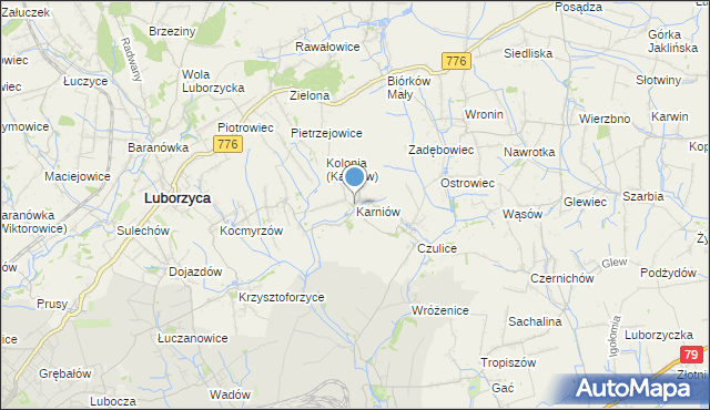 mapa Karniów, Karniów na mapie Targeo