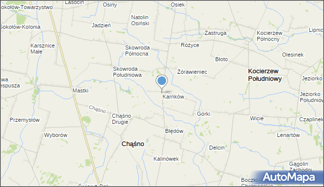 mapa Karnków, Karnków gmina Chąśno na mapie Targeo