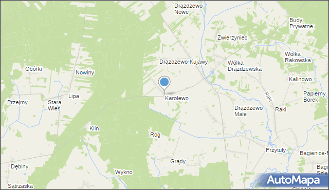 mapa Karolewo, Karolewo gmina Krasnosielc na mapie Targeo
