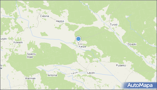 mapa Karpa, Karpa gmina Pisz na mapie Targeo